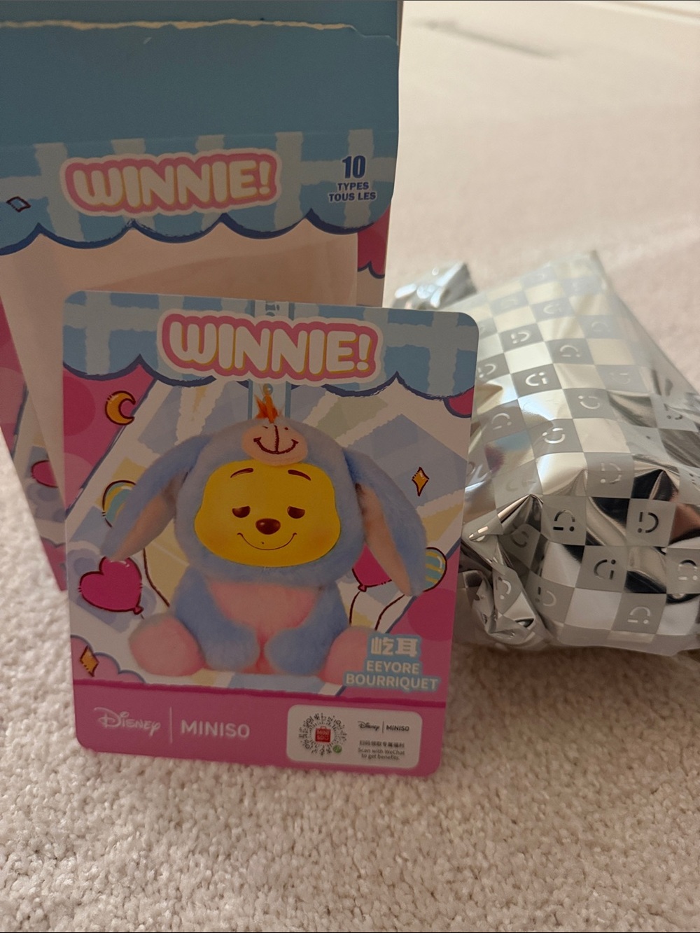 MINISO Winnie Eeyore Plush - Blue and Pink